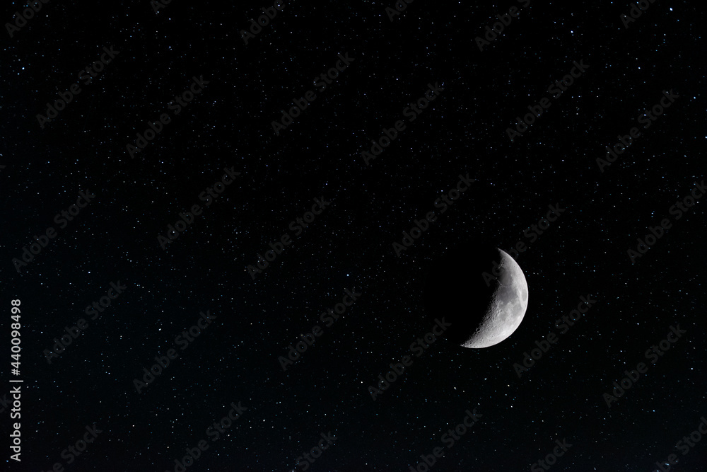 Wall mural dark night starry sky and galaxy in outer space universe background