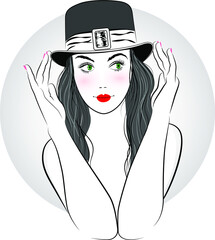 Image of a girl in a hat vector illustration