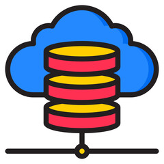 Cloud database color line style icon
