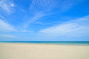 Empty sea and beach with blue sky background