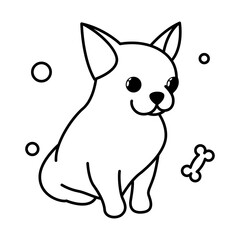 Fototapeta na wymiar Cute Cartoon Vector Illustration icon of a Chihuahua puppy dog. It is outline style.