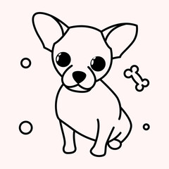 Obraz premium Cute Cartoon Vector Illustration icon of a Chihuahua puppy dog. It is outline style.