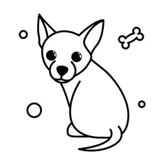 Cute Cartoon Vector Illustration icon of a Chihuahua puppy dog. It is outline style.