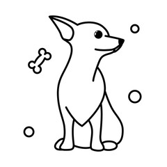 Cute Cartoon Vector Illustration icon of a Chihuahua puppy dog. It is outline style.