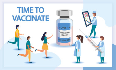 Vaccination of people against various diseases, including the coronavirus COVID19. Queue of people in medical masks for vaccination.