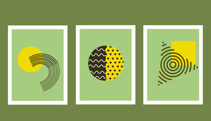 Scandinavian vintage trendy abstract painting. Nordic artwork geometric shape elements. Minimalist vector editable illustration. Artistic hand painted composition ideal for wall decoration as postcard