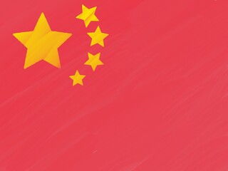 Chinese flag illustration with yellow stars on a shady red background.
