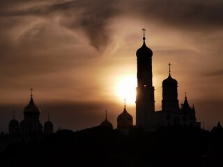 Fototapeta na wymiar Moscow Kremlin Church on sunset