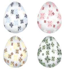 Set of decorative easter eggs with colorful floral pattern