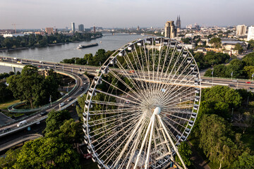 aerial view from ferris wheel in Cologne City
