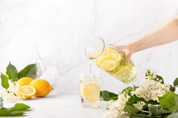 Homemade elderflower lemonade by old fashioned recipe