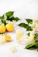 Obraz na płótnie Canvas Homemade elderflower lemonade by old fashioned recipe