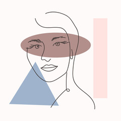 Woman portrait in modern abstract style. Hand drawn illustration for your contemporary fashion design.