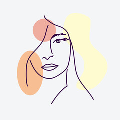 Women portraits. Female abstract hand drawn contemporary portrait, fashion girls silhouettes, modern female face posters