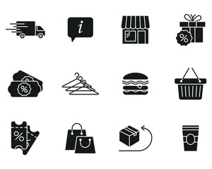 Market Shopping mall set icon symbol template for graphic and web design collection logo vector illustration