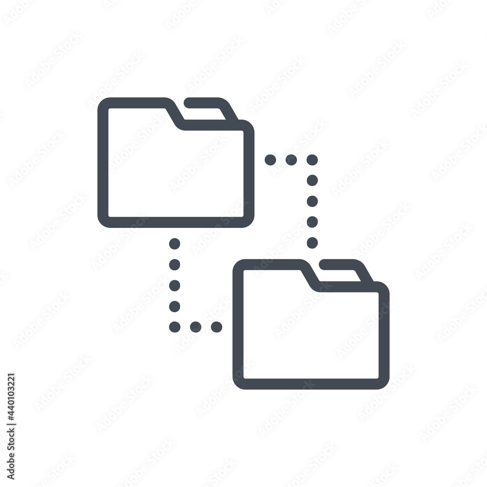 Poster data transfer line icon. import files from folder to folder vector outline sign.