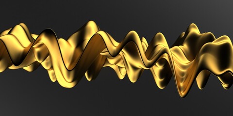 Golden abstract wavy liquid background