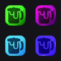 Beer Mug four color glass button icon