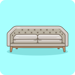 Modern sofa interior design, vector design and isolated background.