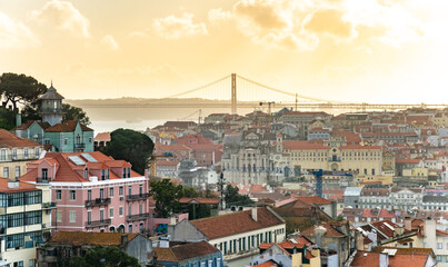 Fototapeta na wymiar Lisbon, Portugal skyline in sunny summer day