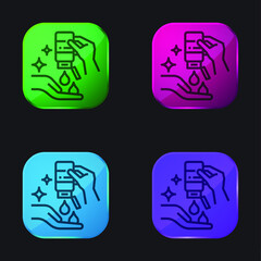 Alcohol Gel four color glass button icon