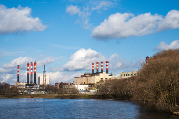 Fototapeta na wymiar A view on the old power station in Minsk city of Belarus