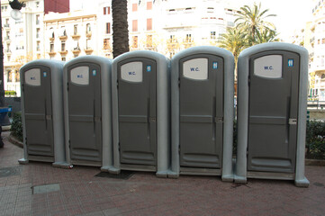 Public toilet booths available during parties and concerts