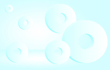 circles or bagels in 3D style, blue background, gradient