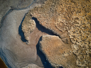 Aerial drone image of low tide near the Rachel Carson preserve in coastal maine