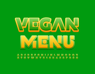 Vector template Vegan Menu for Cafe, Restaurant. Trendy Alphabet Letters and Numbers set. Modern style Font