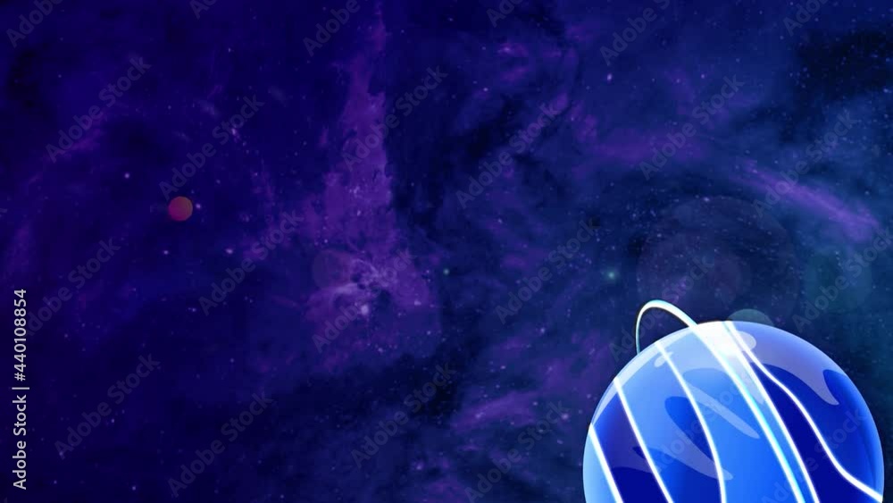 Poster abstract planet moves in animated space. motion. children's animation of moving colored planet on ba
