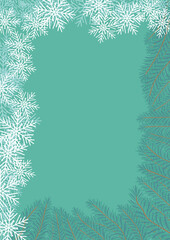 Fototapeta na wymiar Fabulous winter.illustration of Christmas plants frame. Drawing for a postcard, poster