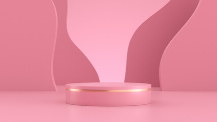 Pink rose podium background 3d scene render background