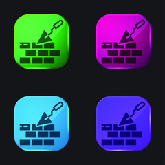 Brickwall four color glass button icon