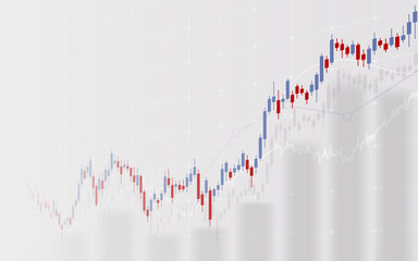 Abstract financial graph with up trend line candlestick chart in stock market on white color background