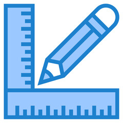 Ruler and pencil blue style icon