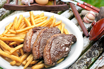 Picanha with fries and beer