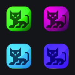 Black Cat four color glass button icon