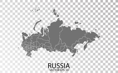 Transparent - Grey Map of Russia. Vector Eps 10.