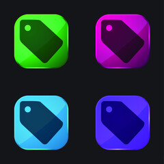 Black Shop Tag four color glass button icon