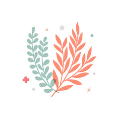 Vector modern floral arrangement background. Cute delicate botanical illustration with leaves and plants.