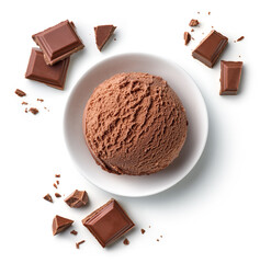 Bowl of chocolate ice cream scoop