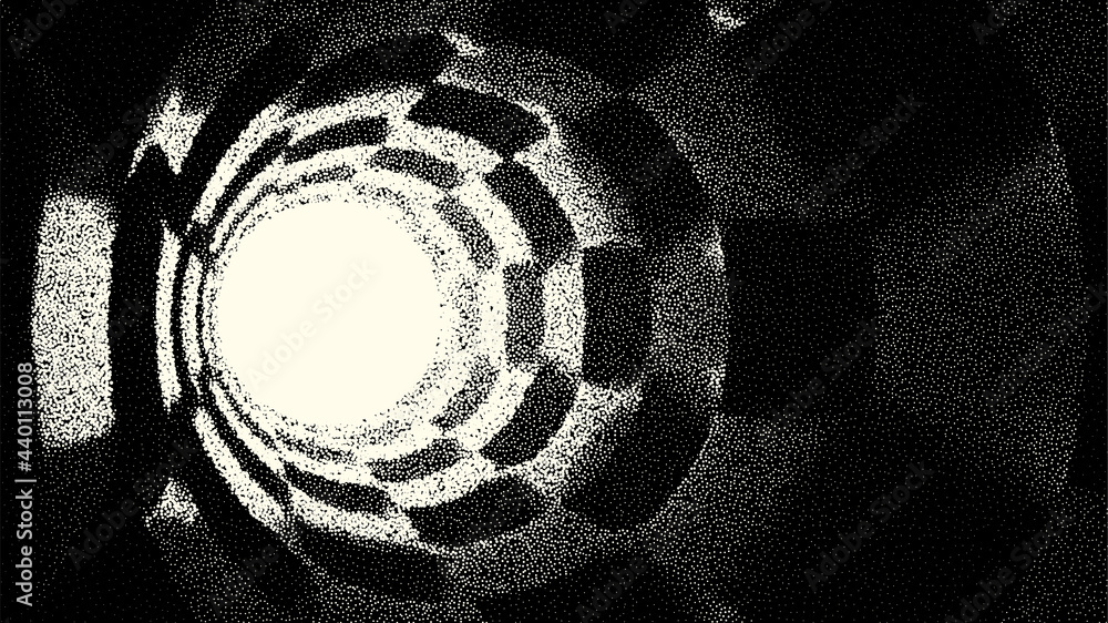 Poster retro styled docking corridor on space station or light at the end of tunnel concept for sci-fi post