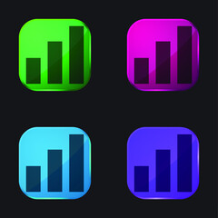 Bars four color glass button icon