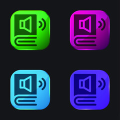 Audio Book four color glass button icon