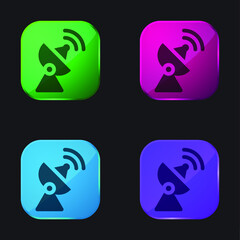 Antenna four color glass button icon