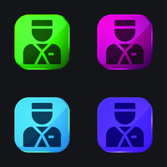 Bellboy four color glass button icon