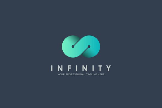 Green and Blue Motion Infinity Logo isolated on Dark Background. Usable for Business and Technology Logos. Vector Logo Design Template Element.