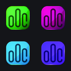 Bar Chart four color glass button icon