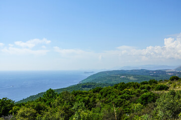 Croatia, Pasjaca beach and cliffs near Dubrovnik. Beautiful landscape taken at sunset. Seaside at sunset time.  